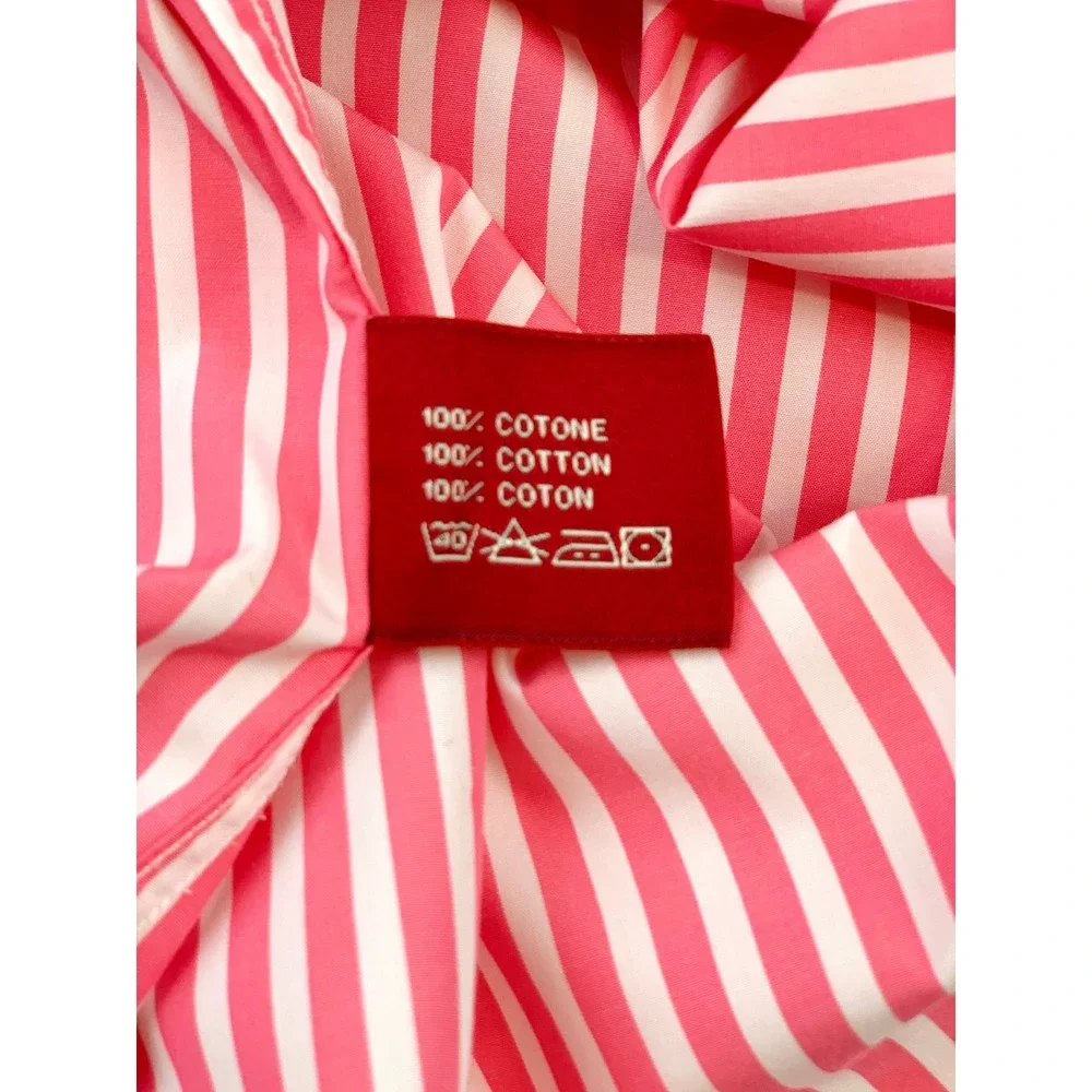 Boggi Milano Mens Pink White Striped Spread Collar Button Down New Classic Shirt